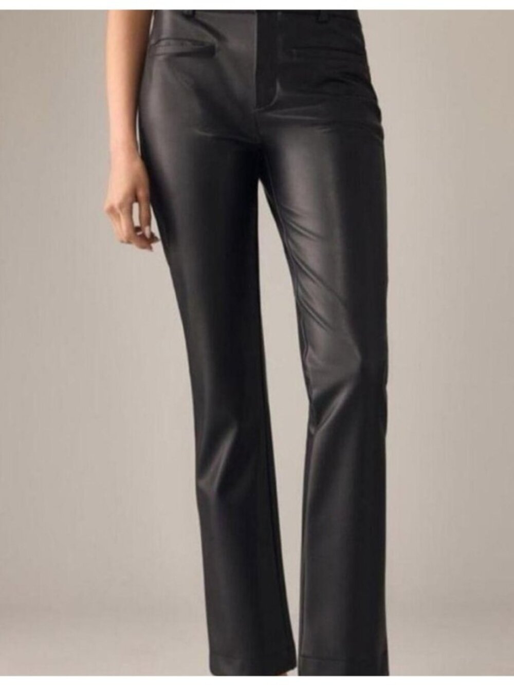 Maeve Anthropologie Black Vegan Leather Slim Leg Pants, Size 18